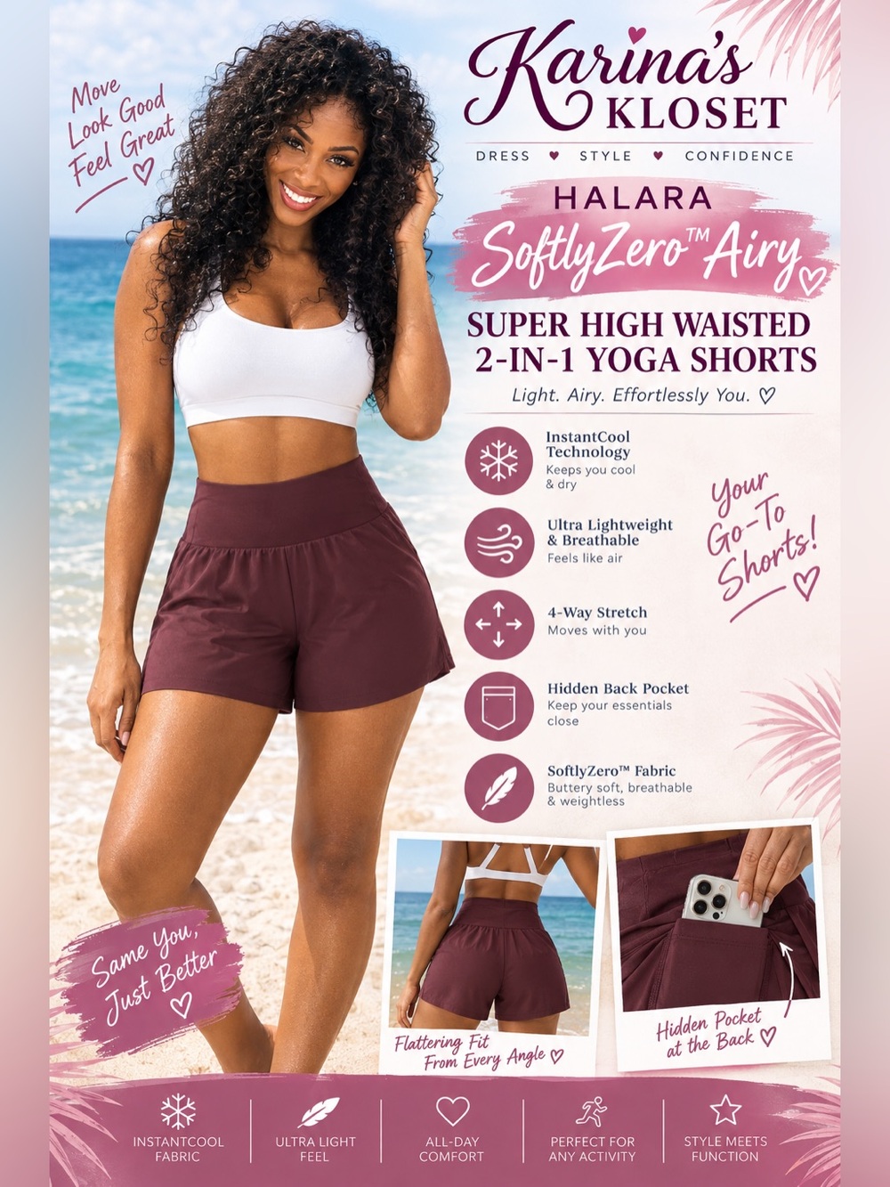 HALARA Chocolate 🍫 Airy High Waisted 2-in-1 InstantCool Yoga Shorts NWT